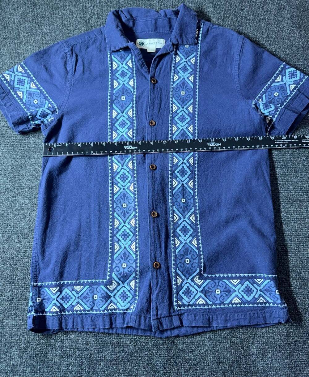 Aeropostale Short Sleeve Guayabera Shirt Size S Blue - Picture 5 of 5